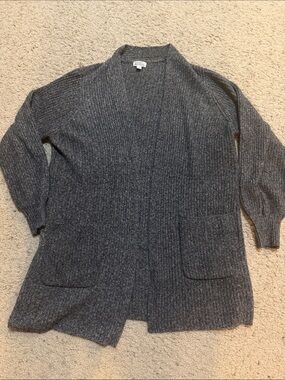 Market & Spruce Ribbed Open-Front Cardigan - Gray